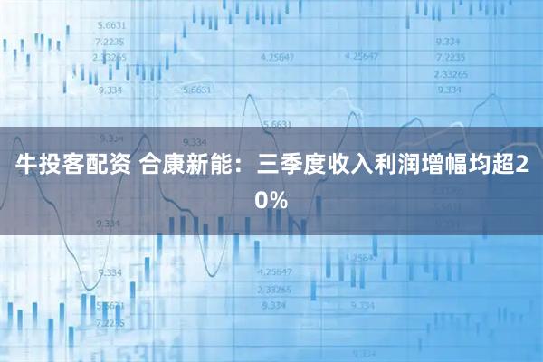牛投客配资 合康新能：三季度收入利润增幅均超20%